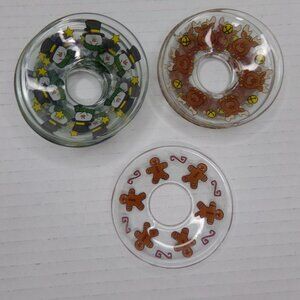 10 Vintage Christmas Glass Taper Candle Skirt Drip Plate Ring Protector Bobeches